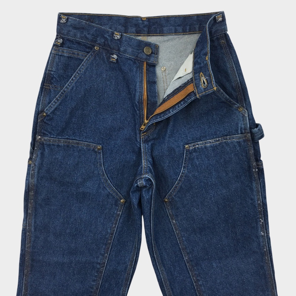 VINTAGE Carhartt Loose Original Fit Double Knee Jeans Dark Wash Blue Mens 28x30
